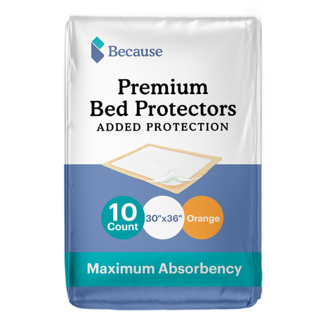 Package of Because premium bed protector in orange