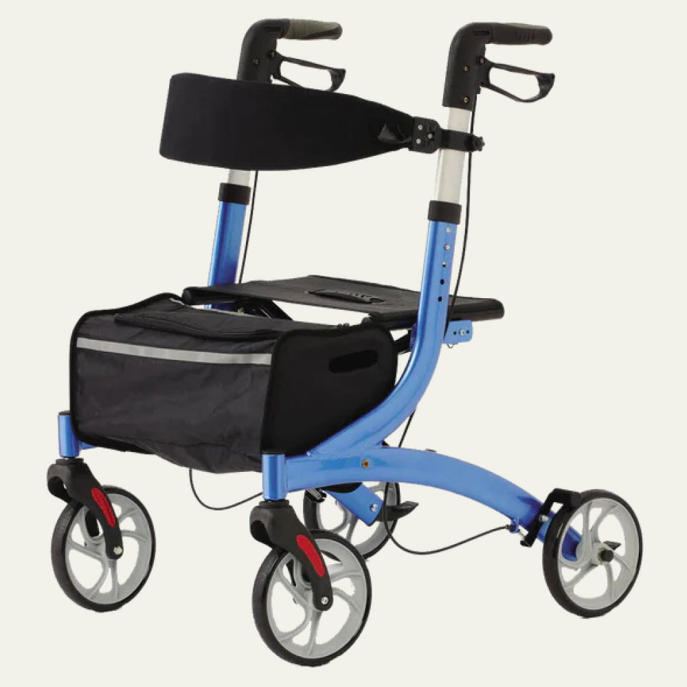 Blue Aluminum Deluxe Folding Rollator Walker