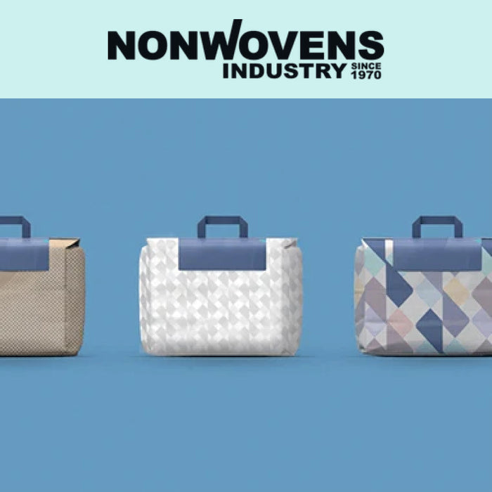 Image shows carrying bags in Because Brand with NonWovens logo