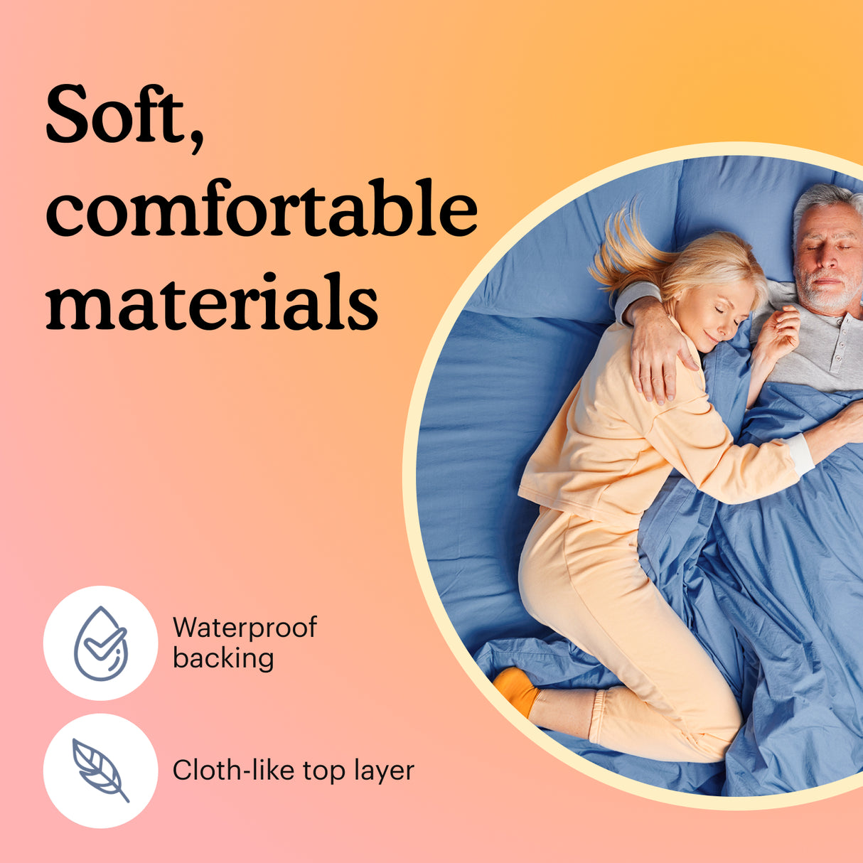 A man and a woman are resting peacefully because of the materials of the bed protector which is waterproof and cloth-like.