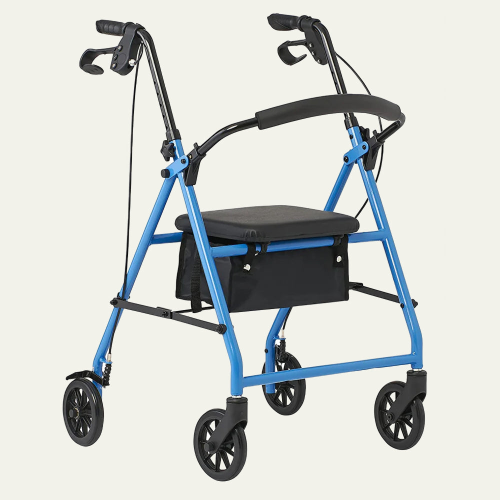 Light Blue Comfort Folding Steel Rollator Walker
