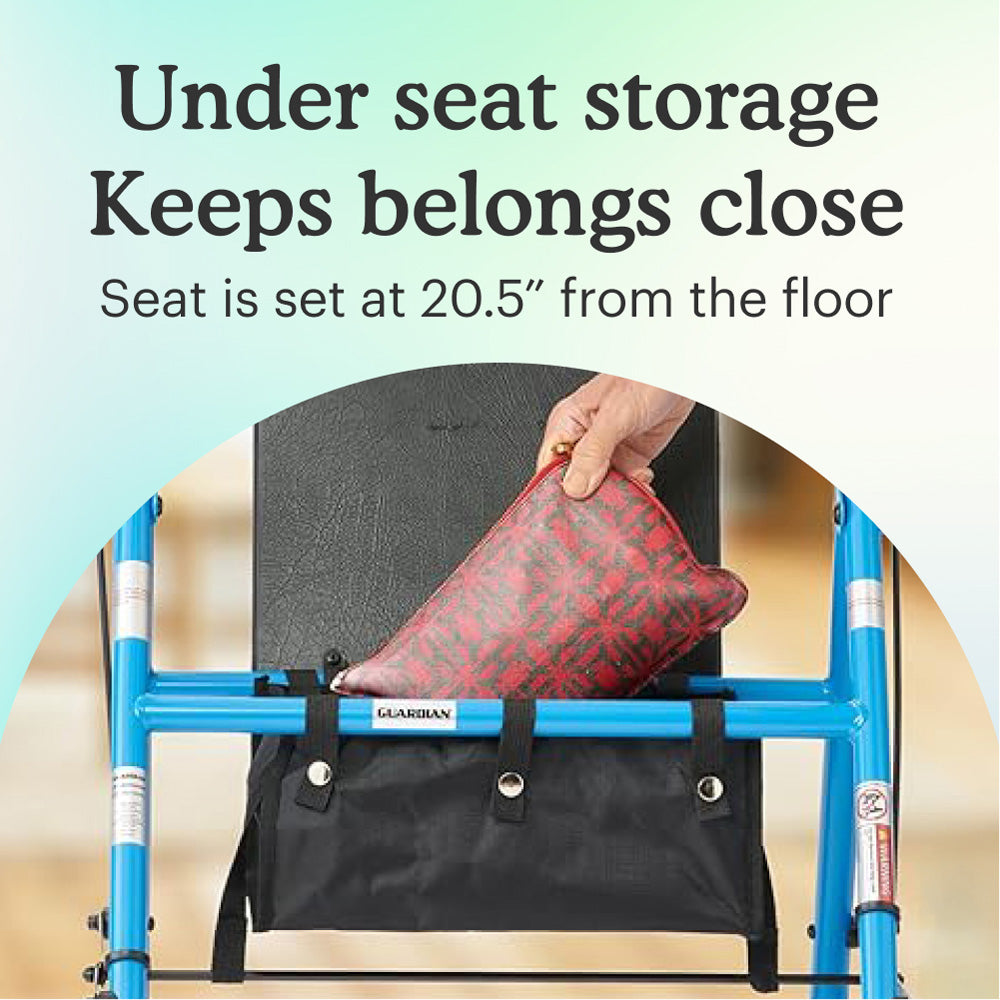 Light Blue Comfort Folding Steel Rollator Walker