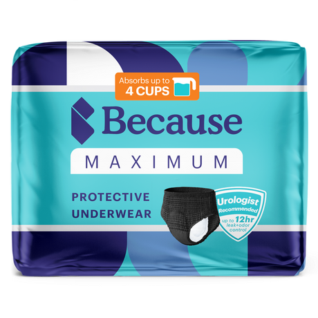 Because Premium Maximum Plus Underwear for Women in Black on white background