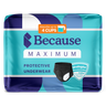 Because Premium Maximum Plus Underwear for Women in Black on white background