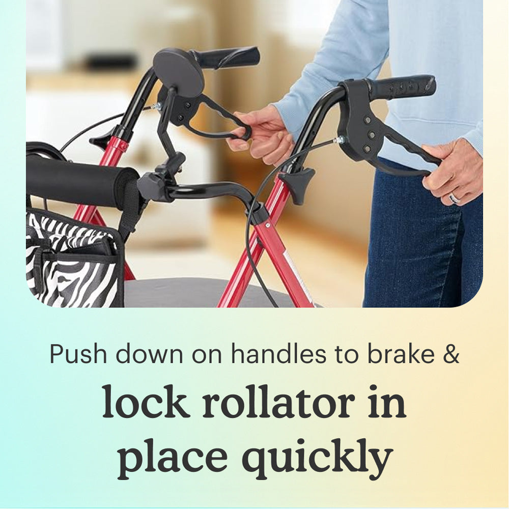 Pink Zebra Aluminum Folding Rollator Walker