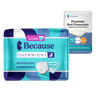 Because Overnight protective underwear packaging and Because premium bed protectors packaging on a white background