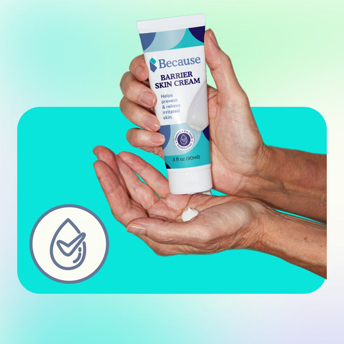 A hand holding barrier cream