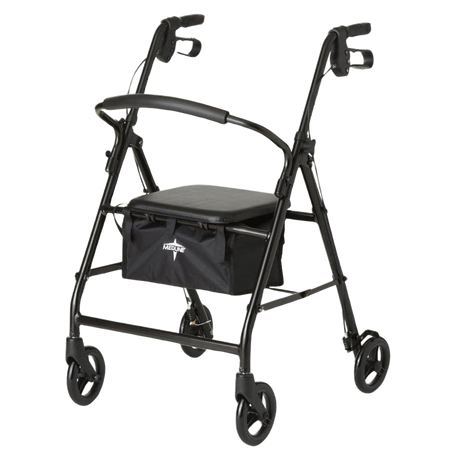 Black Steel Folding Rollator Walker