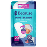 Package of Because booster pads for bladder control underwear on a white background