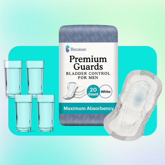 Because Market Premium Guards packaging and product with 4 cups to demonstrate absorbency.