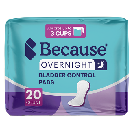Because Premium Overnight Bladder Control Pads, 20 count pack