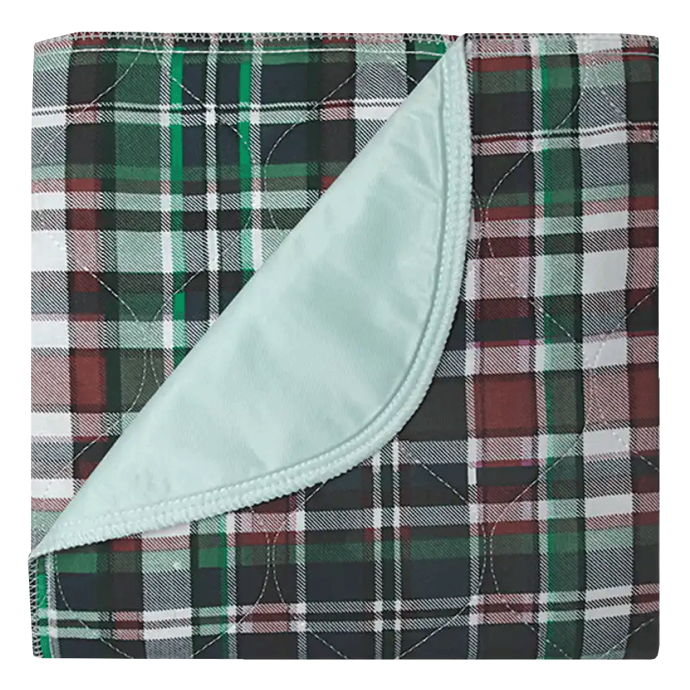 Reusable bed pad in plaid