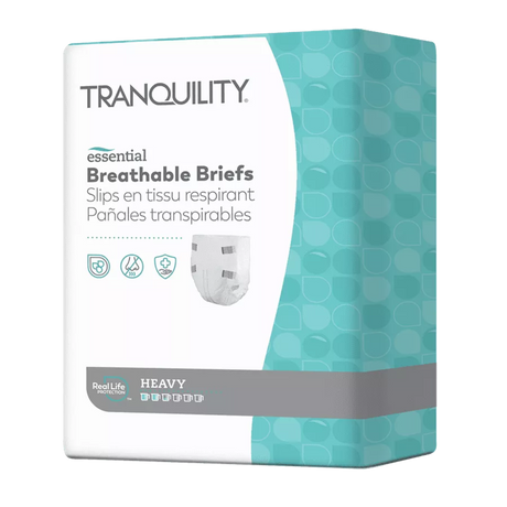 White and blue Tranquility Essential Breathable Briefs packaging.