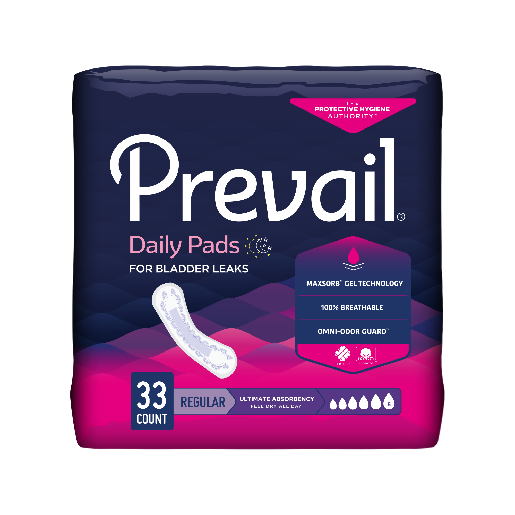 Prevail Incontinence Bladder Control Pads for Women, Ultimate Absorben