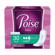 Poise Pads Packaging. 30 Regular Pads. Light.