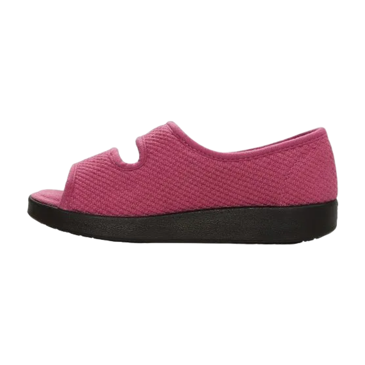 Side of velvet pink, closure open toed sandal