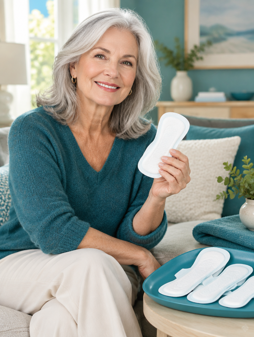 Woman choosing incontinence pads by absorbency