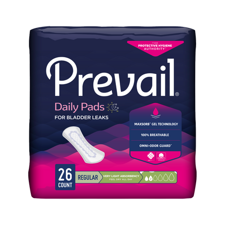 Prevail Incontinence Bladder Control Pads for Women, Low Absorbency, Regular Length, 20 count