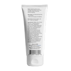 Back label of a Because barrier cream tube with text and ingredients on a white background
