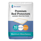 Package of Because premium bed protector in orange