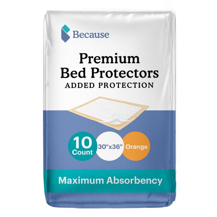 Package of Because premium bed protector in orange