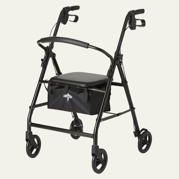 【G-Monster】②助手席フラット【ローレルブラック】 Black Steel Folding Rollator Walker – Because