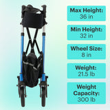 Blue Aluminum Deluxe Folding Rollator Walker