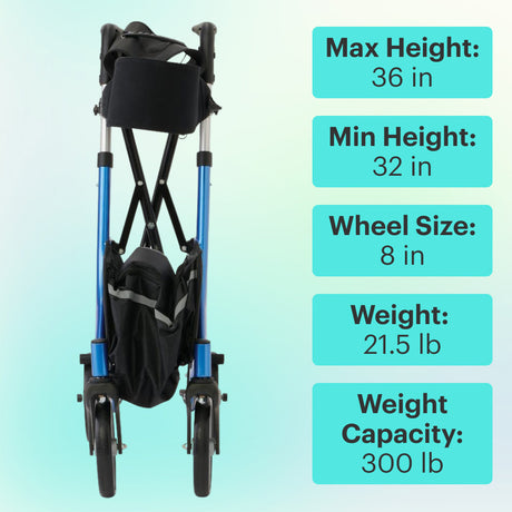 Blue Aluminum Deluxe Folding Rollator Walker