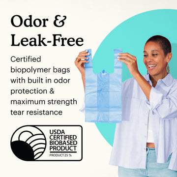 Odor-proof and leak-free disposal bags.