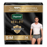 Depend Real-Fit adult diaper packaging on a white background
