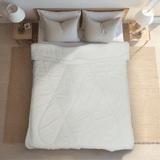 A bed showcasing how the bed protector should be placed on the bed