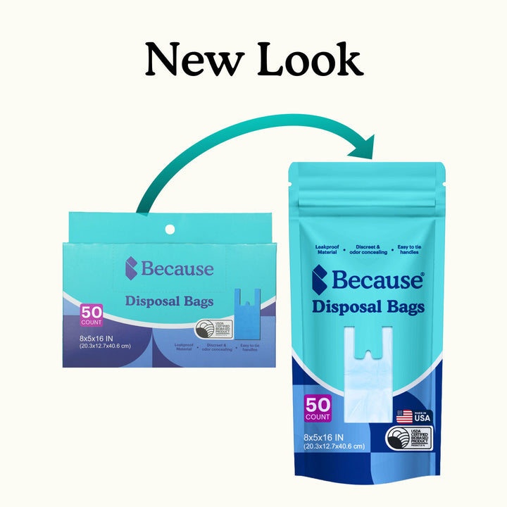 Because disposal bags with "New look " text