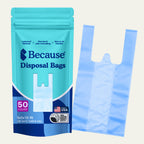 Because Disposal bags package and product on white background