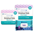 Pads Bundle: 1 pack of Maximum Premium Pads, 1 pack of Overnight Premium Pads and 1 pack of Cleansing Wipes.