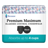 Because Premium Maximum Plus Underwear for Women - Black