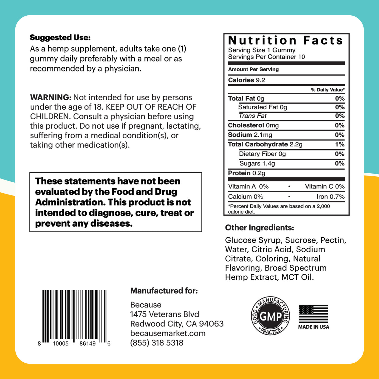 This image details the nutritional information of the product..