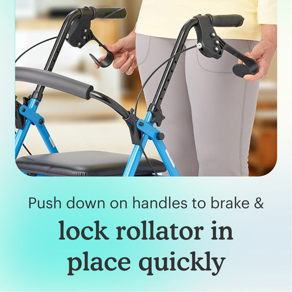Light Blue Comfort Folding Steel Rollator Walker
