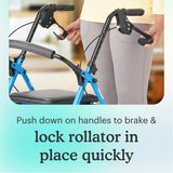 Light Blue Comfort Folding Steel Rollator Walker