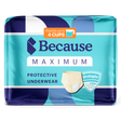 Package of Because Maximum Protective Underwear for women on a white background