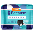 Because Premium Maximum Plus Underwear for Women in Black on white background