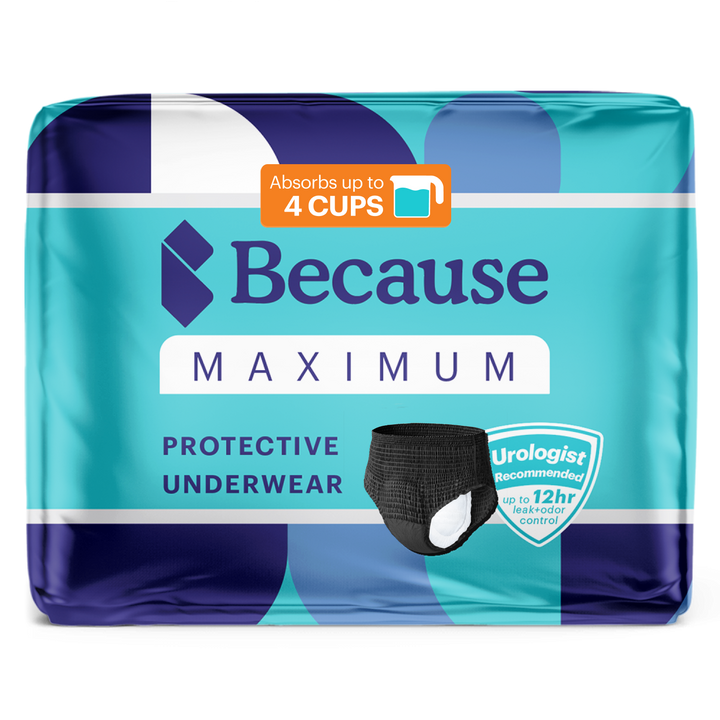 Because Premium Maximum Plus Underwear for Women in Black on white background
