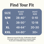 Size chart for premium maximum plus underwear for men