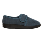 Silvert's extra wide slip resistant slippers in steel grey viewed from the side. 