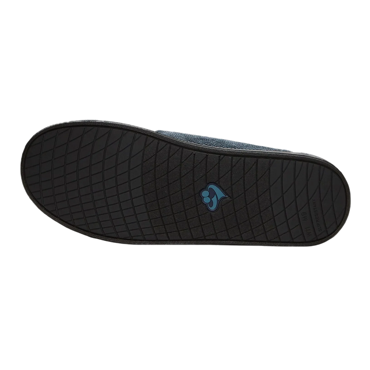 Silvert's extra wide slip resistant slippers in steel grey viewed from the bottom to show the sole.