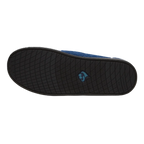 Silvert's extra wide slip resistant slippers in navy viewed from the bottom to show the sole.