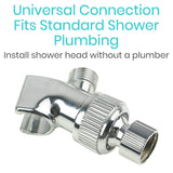 Universal connection fits standard shower plumbing