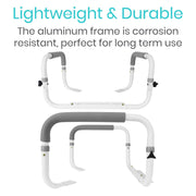 Lightweight and durable toilet rail