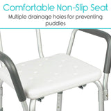 Comfortable non-slip seat. Multiple drainage holes for preventing puddles