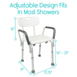 Adjustable design fits in most showers
