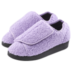 Silvert Women's Extra-Wide Easy Closure Slippers in purple on white background